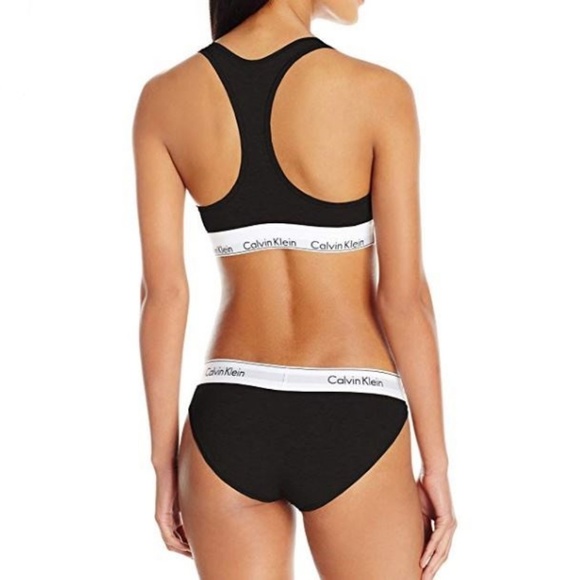 Calvin Klein Cotton Bralette and Bikini set-Black - Picture 2 of 8